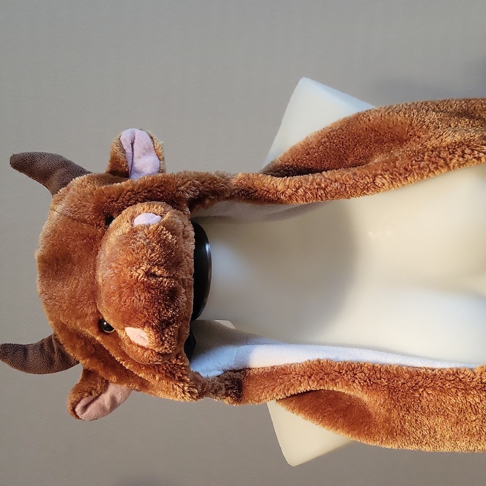 FINAL PRICE COW BULL fuzzy hat scarf combo with horns pockets/mittens